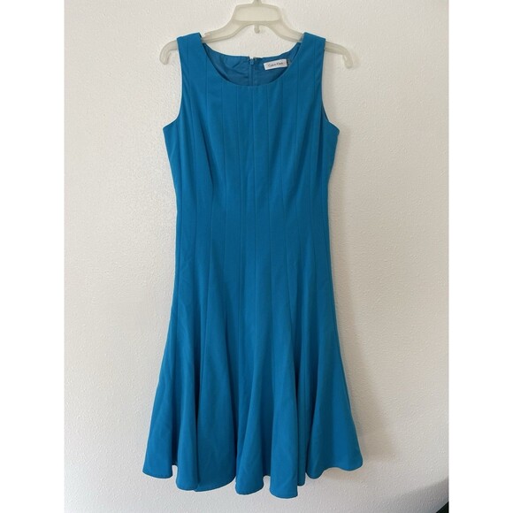 Calvin Klein Women’s Blue Sheath Dress Size 4 Sleeveless Stretch Career - Picture 1 of 5